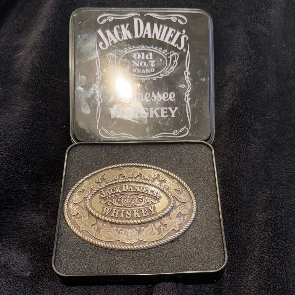 Jack Daniels Whiskey Silver Belt Buckle